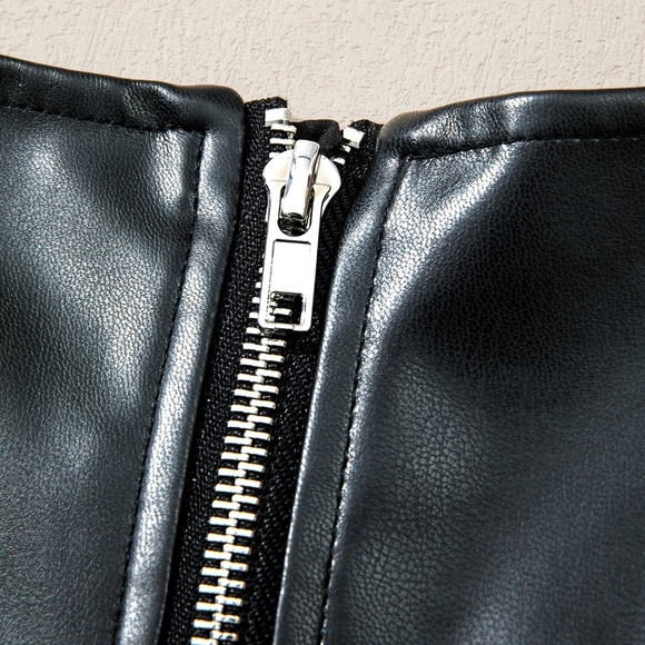 Black Sleeveless Faux Leather Mini Dress - Picture 3 of 9